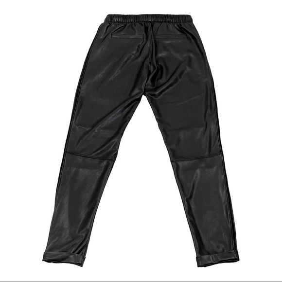Black Leather Jogger Pants - Picture 3 of 5